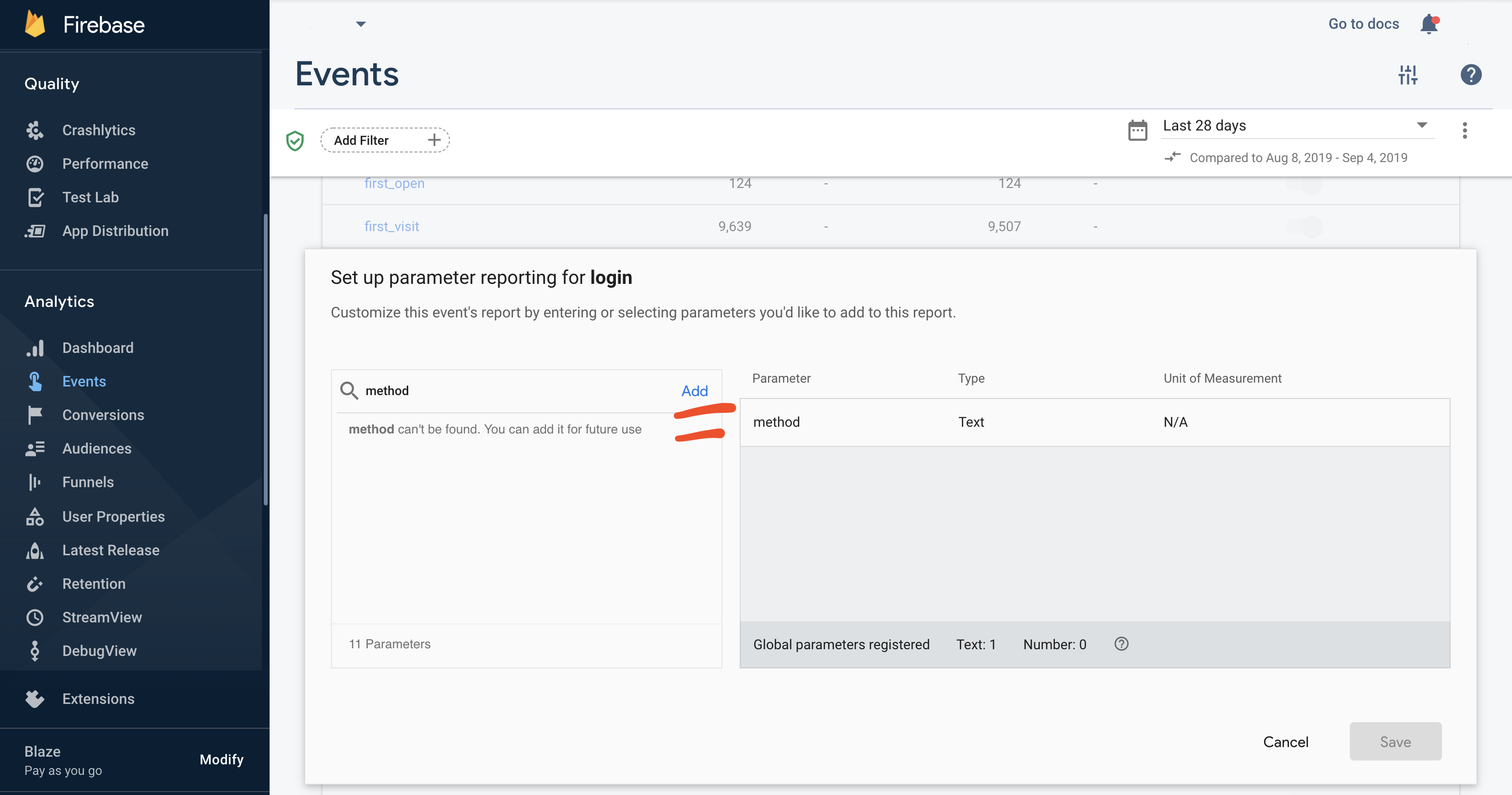 Reporting for Google Analytics params on custom events